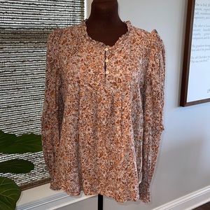 Universal Thread Boho Top Blouse Shirt Ruffle Size Large EUC